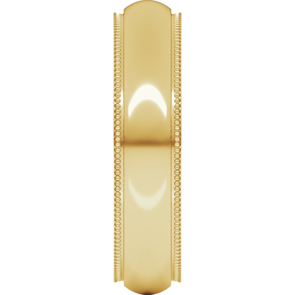 14K Yellow Gold 5 mm Milgrain Stepped-Edge Comfort-Fit Half Round Band Size 8