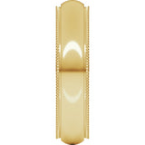 14K Yellow Gold 5 mm Milgrain Stepped-Edge Comfort-Fit Half Round Band Size 8