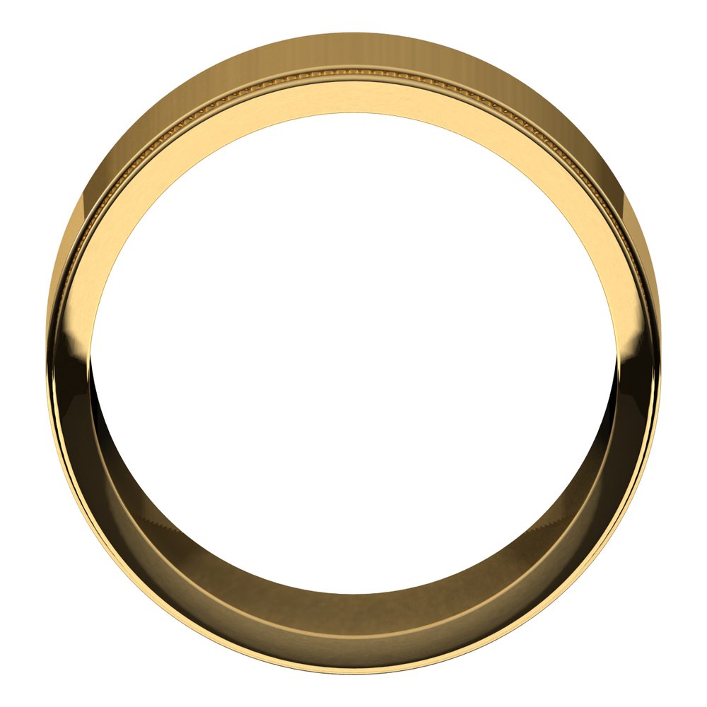 14K Yellow 10 mm Milgrain Stepped-Edge Flat Band Size 10