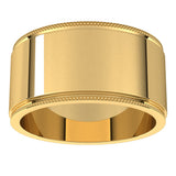 14K Yellow 10 mm Milgrain Stepped-Edge Flat Band Size 10