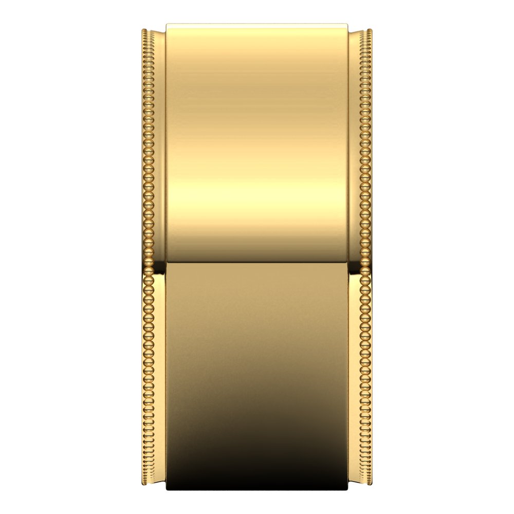14K Yellow 10 mm Milgrain Stepped-Edge Flat Band Size 10