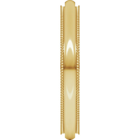 14K Yellow Gold 3 mm Milgrain Stepped-Edge Comfort-Fit Half Round Band Size 5