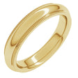 14K Yellow Gold 4 mm Milgrain Stepped-Edge Comfort-Fit Half Round Band Size 8.5