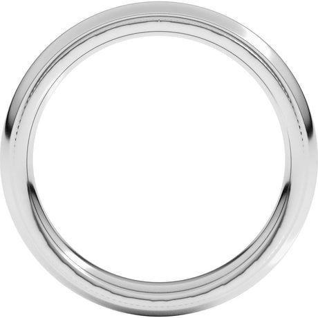 14K White 4 mm Milgrain Stepped-Edge Comfort-Fit Half Round Band Size 12.5