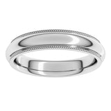 14K White Gold 4 mm Milgrain Stepped-Edge Comfort-Fit Half Round Band Size 5
