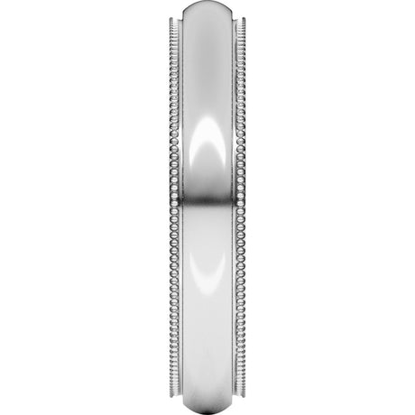 Sterling Silver 4 mm Milgrain Stepped-Edge Comfort-Fit Half Round Band Size 7