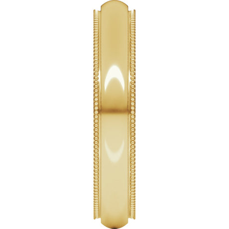 14K Yellow Gold 4 mm Milgrain Stepped-Edge Comfort-Fit Half Round Band Size 5.5