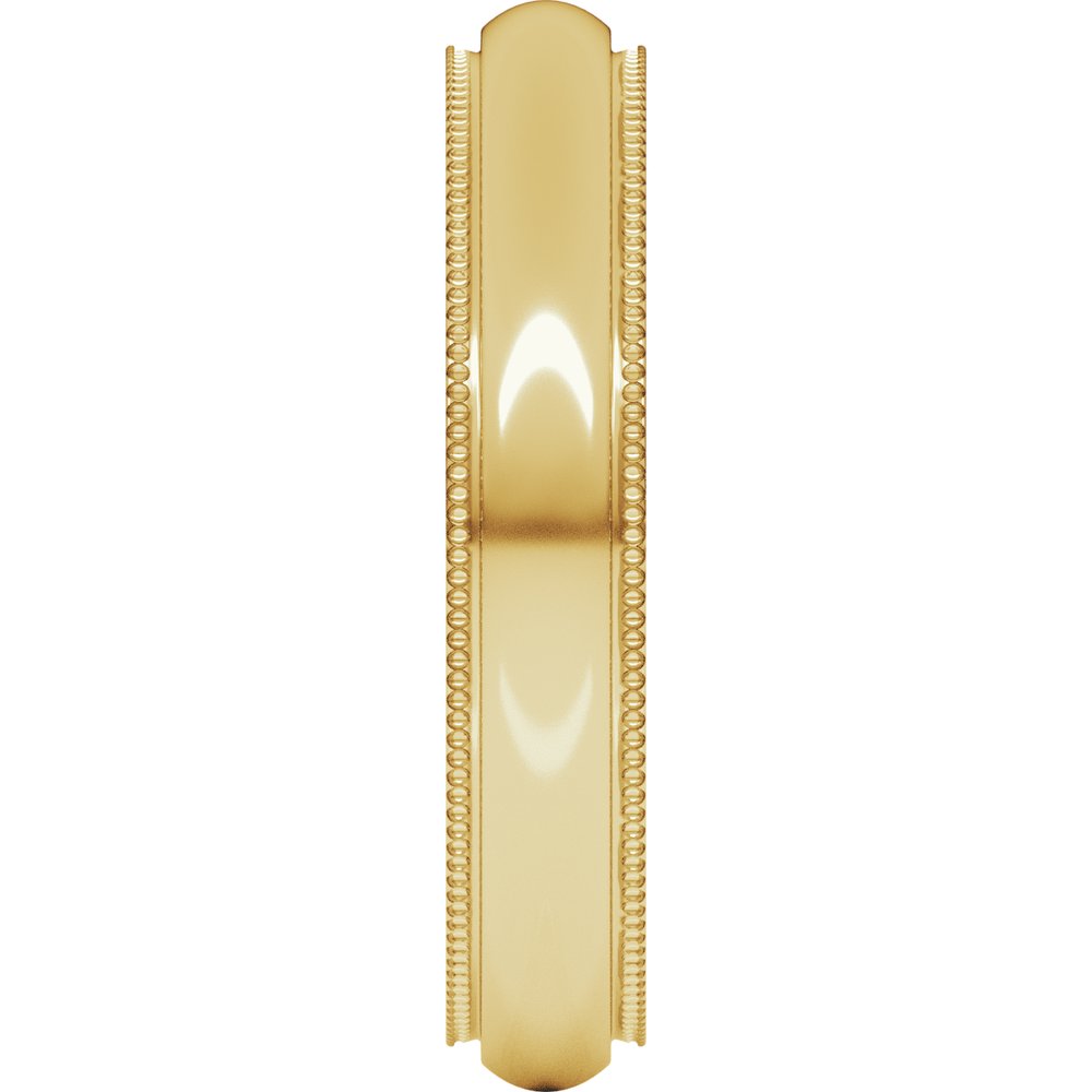 14K Yellow Gold 4 mm Milgrain Stepped-Edge Comfort-Fit Half Round Band Size 8.5