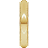 14K Yellow Gold 4 mm Milgrain Stepped-Edge Comfort-Fit Half Round Band Size 8.5
