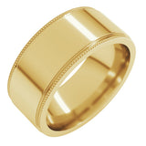 10K Yellow Gold 8 mm Milgrain Stepped-Edge Flat Band Size 12.5