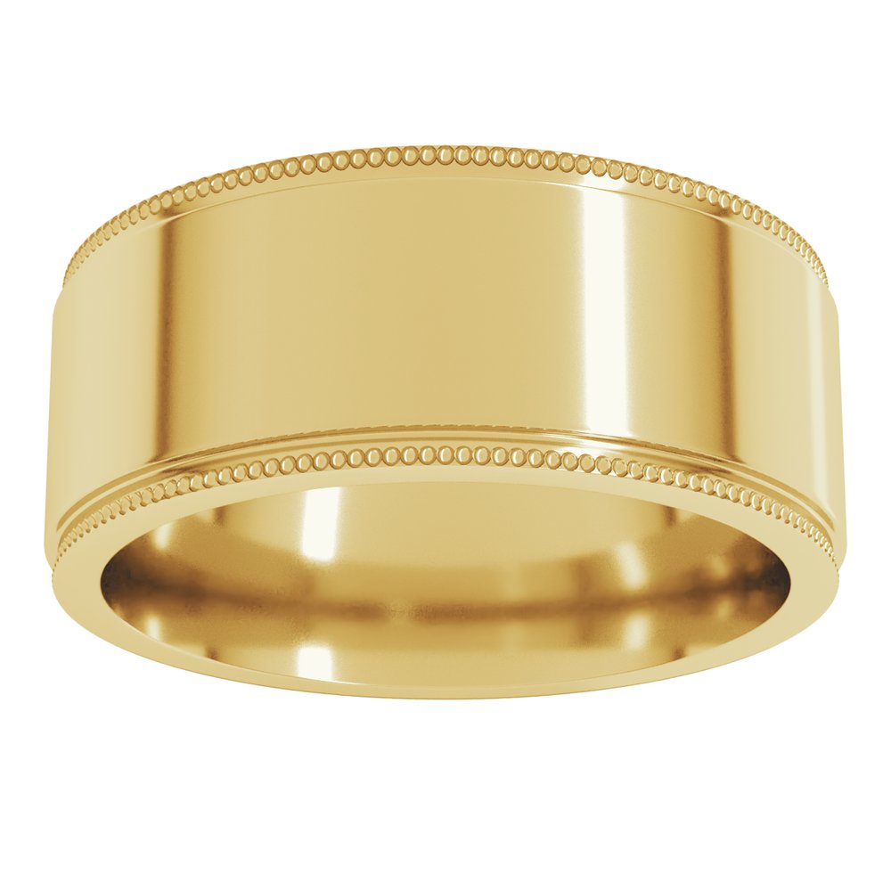 10K Yellow Gold 8 mm Milgrain Stepped-Edge Flat Band Size 12.5