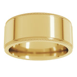 10K Yellow Gold 8 mm Milgrain Stepped-Edge Flat Band Size 12.5