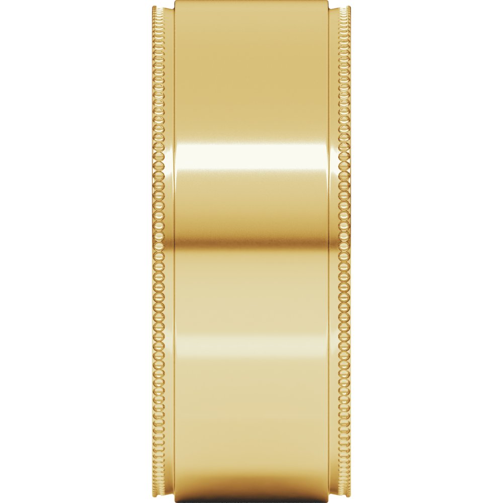 10K Yellow Gold 8 mm Milgrain Stepped-Edge Flat Band Size 12.5