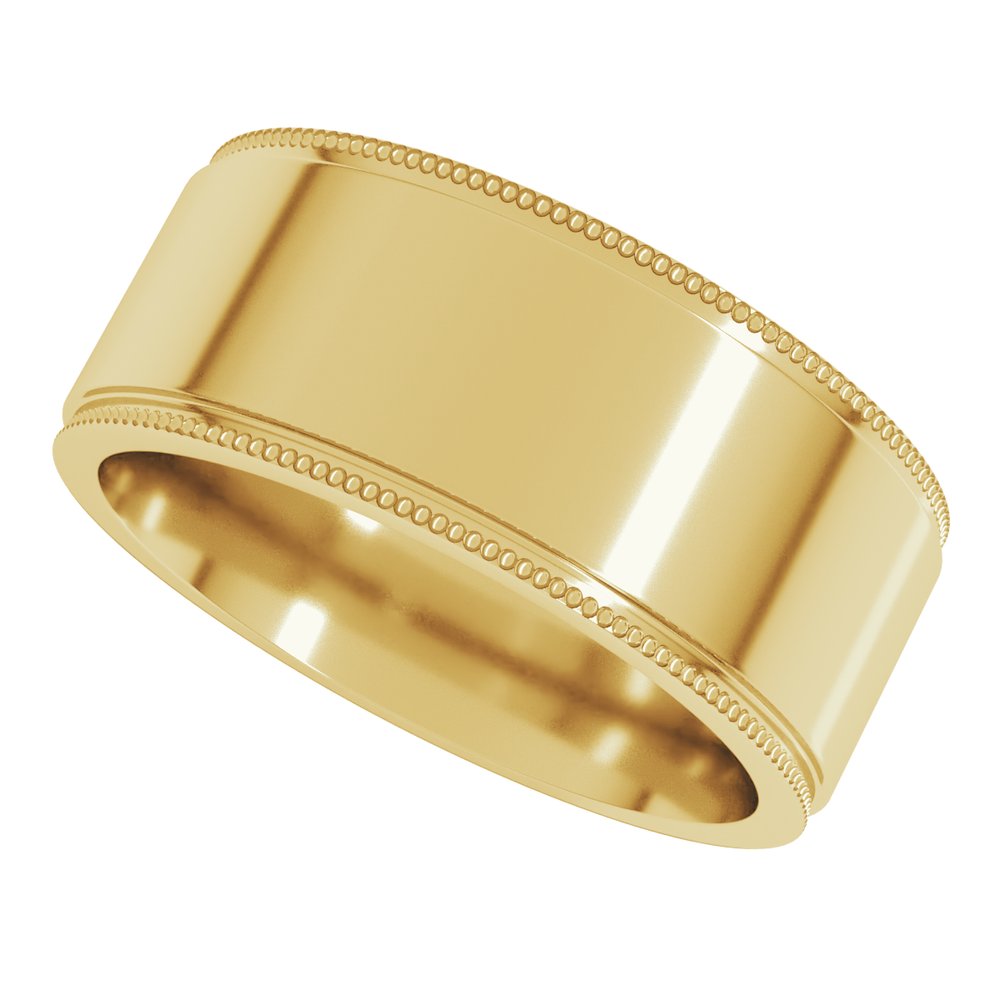 10K Yellow Gold 8 mm Milgrain Stepped-Edge Flat Band Size 12.5