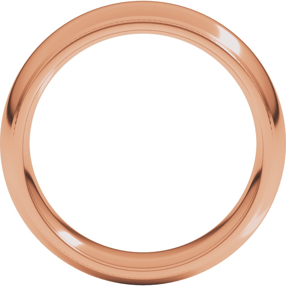 14K Rose Gold 7 mm Milgrain Stepped-Edge Comfort-Fit Half Round Band Size 7.5