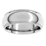 Sterling Silver 7 mm Milgrain Stepped-Edge Comfort-Fit Half Round Band Size 13
