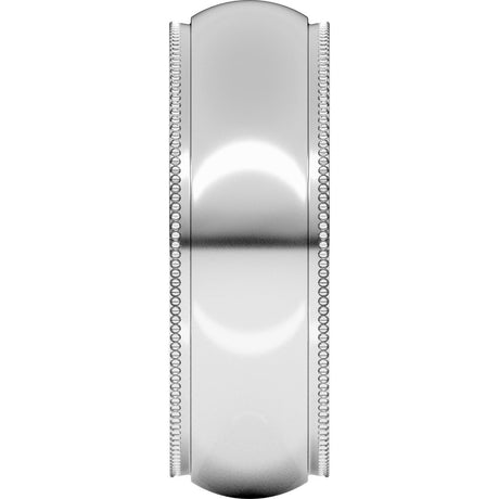 14K White Gold 7 mm Milgrain Stepped-Edge Comfort-Fit Half Round Band Size 9.5