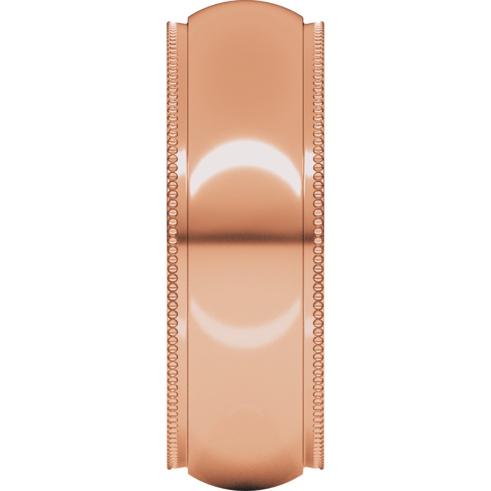 14K Rose Gold 7 mm Milgrain Stepped-Edge Comfort-Fit Half Round Band Size 7.5