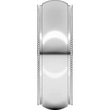 Sterling Silver 7 mm Milgrain Stepped-Edge Comfort-Fit Half Round Band Size 7.5