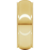 14K Yellow Gold 7 mm Milgrain Stepped-Edge Comfort-Fit Half Round Band Size 9.5