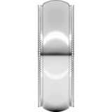 Sterling Silver 7 mm Milgrain Stepped-Edge Comfort-Fit Half Round Band Size 7.5