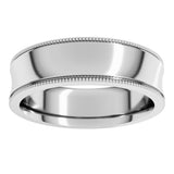 Sterling Silver 6 mm Milgrain Concave Comfort-Fit Band Size 11