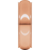 18K Rose 6 mm Milgrain Stepped-Edge Comfort-Fit Half Round Band Size 11.5
