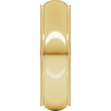 18K Yellow 6 mm Milgrain Stepped-Edge Comfort-Fit Half Round Band