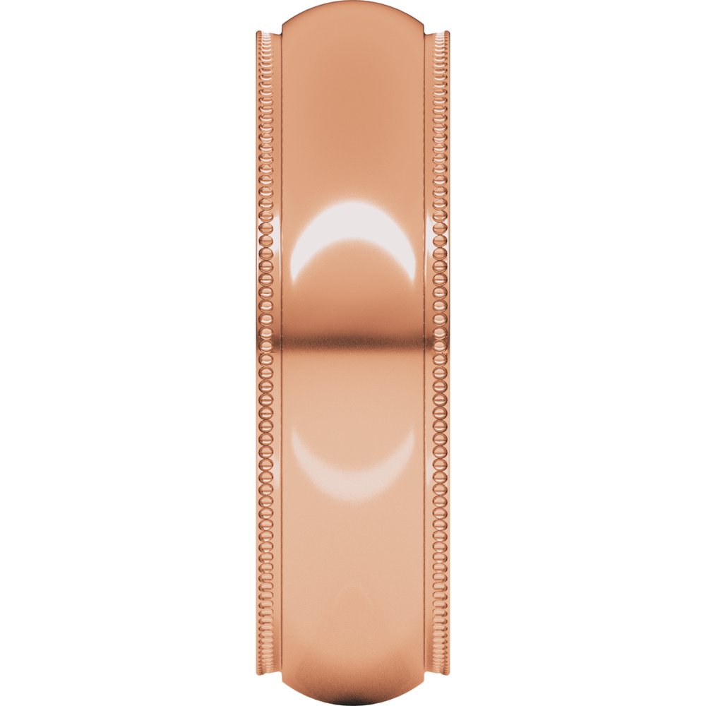 18K Rose Gold 6 mm Milgrain Stepped-Edge Comfort-Fit Half Round Band Size 11.5