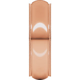 18K Rose Gold 6 mm Milgrain Stepped-Edge Comfort-Fit Half Round Band Size 11.5