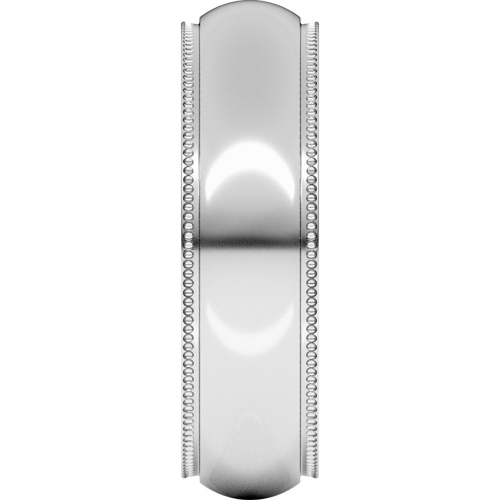 Platinum 6 mm Milgrain Stepped-Edge Comfort-Fit Half Round Band Size 9.5