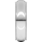 Platinum 6 mm Milgrain Stepped-Edge Comfort-Fit Half Round Band Size 9.5