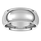 Sterling Silver 8 mm Milgrain Stepped-Edge Comfort-Fit Half Round Band