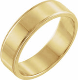 14K Yellow Gold 6 mm Milgrain Flat Band Size 10