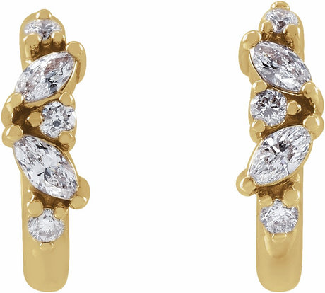 14K Yellow Gold 1/6 CTW Natural Diamond Huggie Earrings