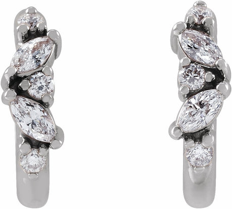 14K White 1/5 CTW Natural Diamond Huggie Earrings