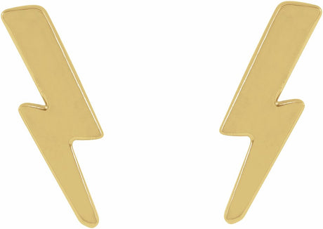 14K Yellow Tiny Lightning Bolt Earrings