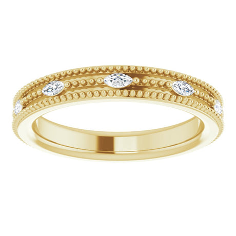 14K Yellow Gold 1/3 CTW Natural Diamond Beaded Band Size 7