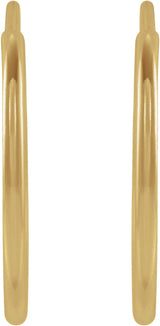 14K Yellow Gold Flexible Endless Tube 15 mm Hoop Earrings