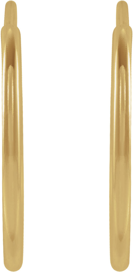 14K Yellow Gold Flexible Endless Tube 15 mm Hoop Earrings