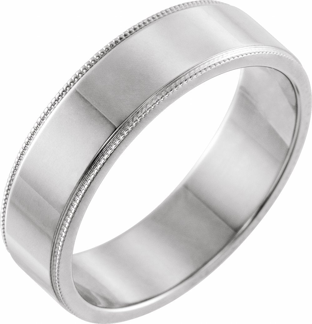 Sterling Silver 6 mm Milgrain Flat Band Size 12.5 