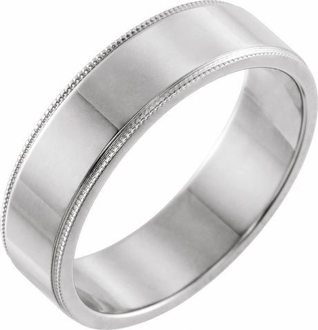 Sterling Silver 6 mm Milgrain Flat Band Size 12.5 
