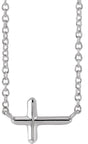 14K White Gold Sideways Cross 18" Necklace