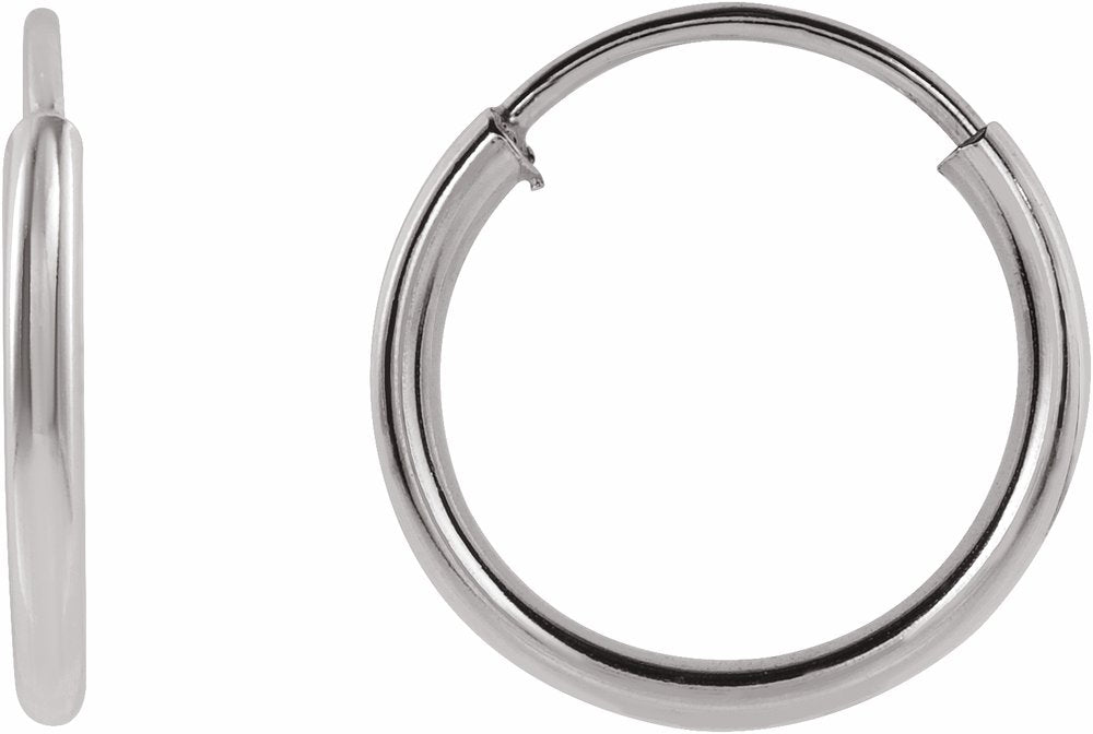 14K White Gold Flexible Endless Tube 10 mm Hoop Earrings