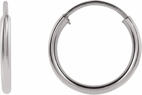 14K White Gold Flexible Endless Tube 10 mm Hoop Earrings