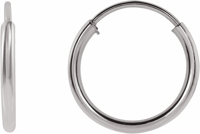 14K White Gold Flexible Endless Tube 10 mm Hoop Earrings