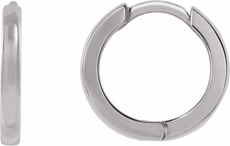 14K White Gold Hinged 10 mm Hoop Earrings