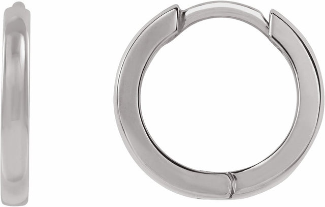 14K White Gold Hinged 10 mm Hoop Earrings