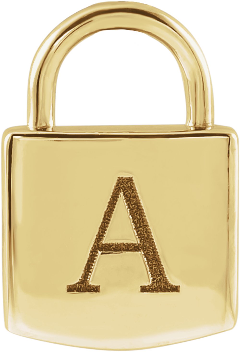 14K Yellow Engravable Lock Pendant