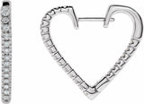 14K White Gold 5/8 CTW Natural Diamond Heart Earrings